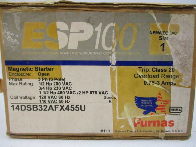 FURNAS 14DSB32AFX455U SER. B 110/120VAC 0.75-3A NSMP