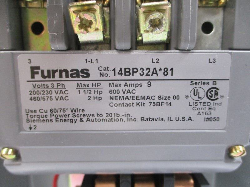FURNAS 14BP32BF81 SER. B 110/120VAC 9A NSMP
