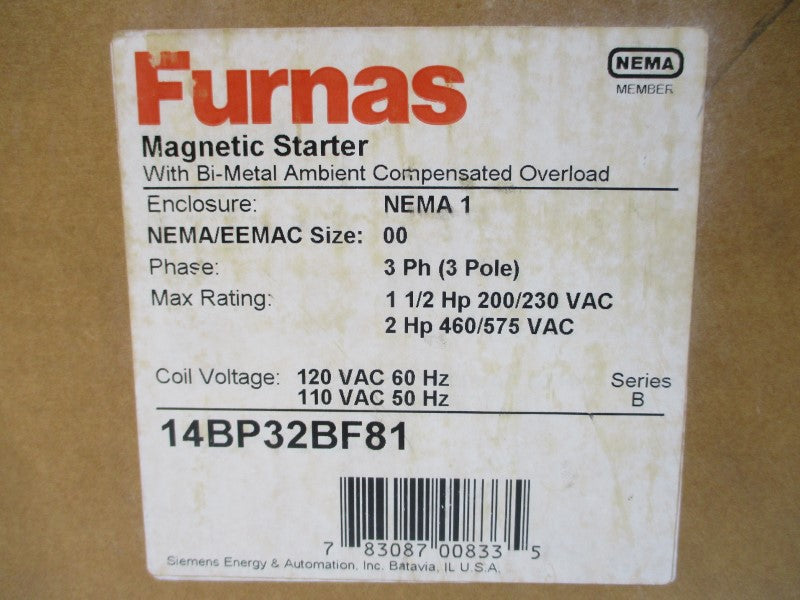 FURNAS 14BP32BF81 SER. B 110/120VAC 9A NSMP