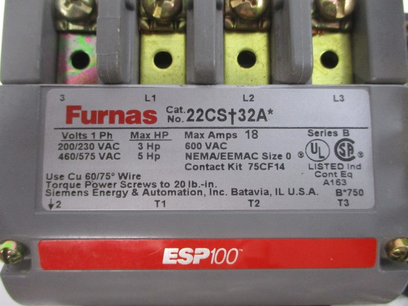 FURNAS 22CSD32AF SER. B 110/120VAC 2.5-10A NSMP