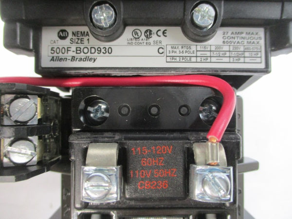 ALLEN BRADLEY 500F-BOD930 SER. C 110/115-120V 27A (BR/WH) NSMP