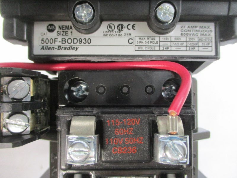 ALLEN BRADLEY 500F-BOD930 SER. C 110/115-120V 27A (BR/WH) NSMP