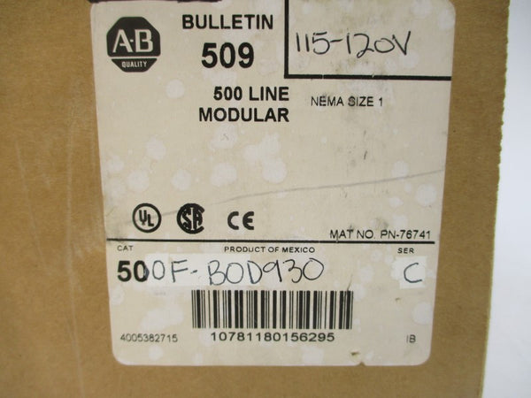 ALLEN BRADLEY 500F-BOD930 SER. C 110/115-120V 27A (BR/WH) NSMP