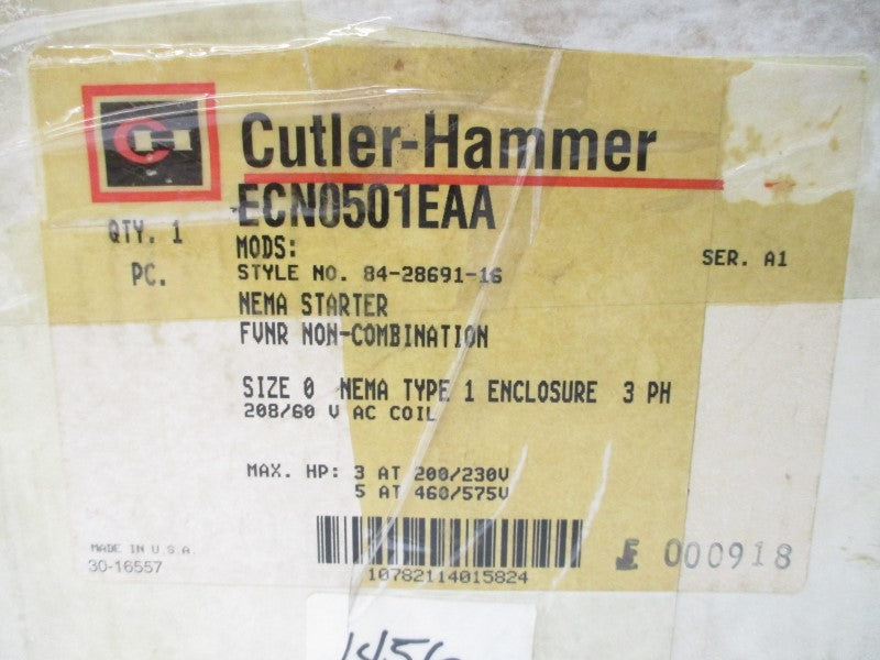 CUTLER HAMMER ECN0501EAA 84-28691-16 SER. A1 208VAC 18A NSMP
