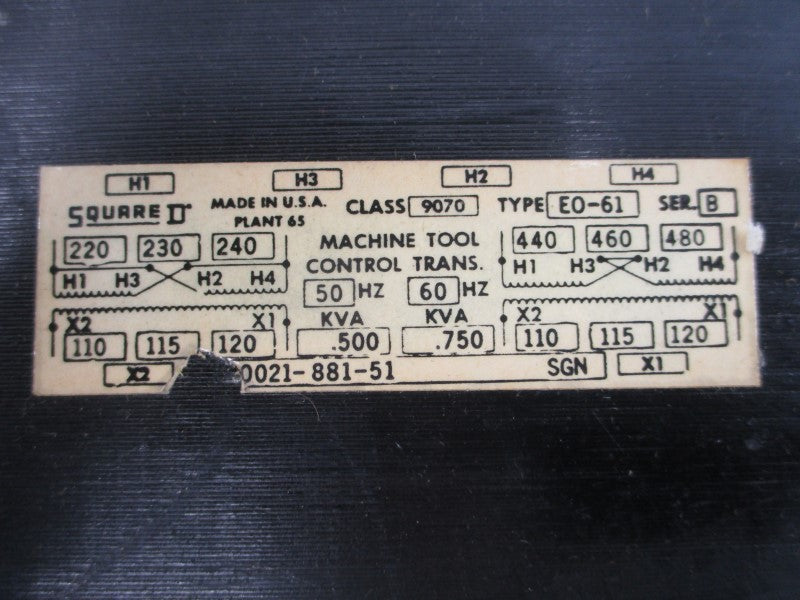 SQUARE D 9070EO61 SER. B 480V NSNP