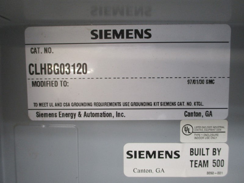 SIEMENS CLHBG03120 110/120V 20A NSNP