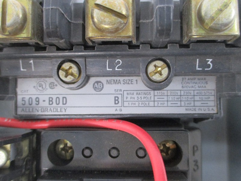 ALLEN BRADLEY 509-BAD SER. B 110/115-120V 27A (AS PICTURED) UNMP