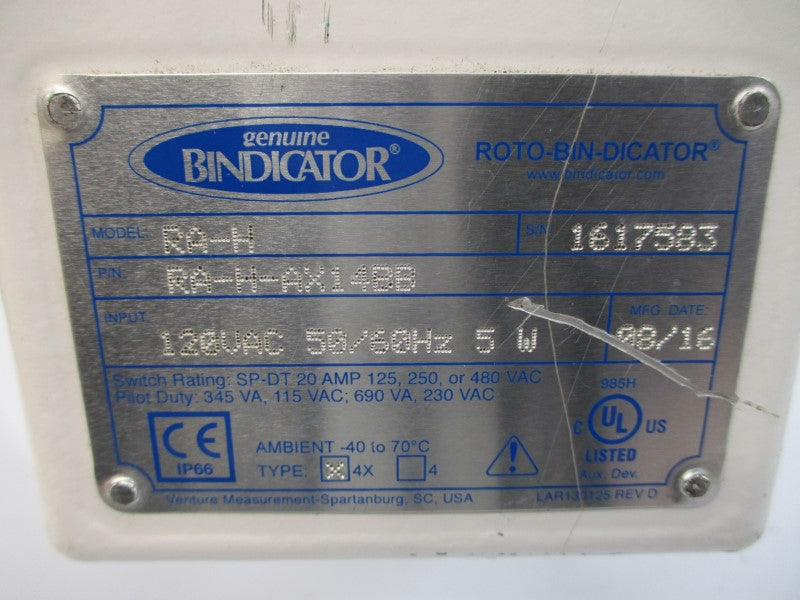 BINDICATOR RA-H RA-H-AX14BB 120VAC 20A NSNP