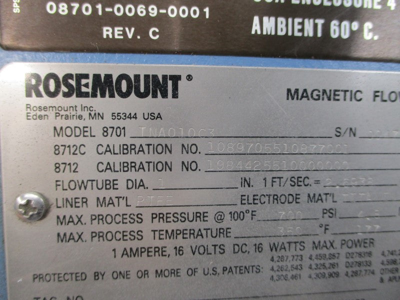ROSEMOUNT 8701TNA010C3 16V 1A 700PSI NSNP