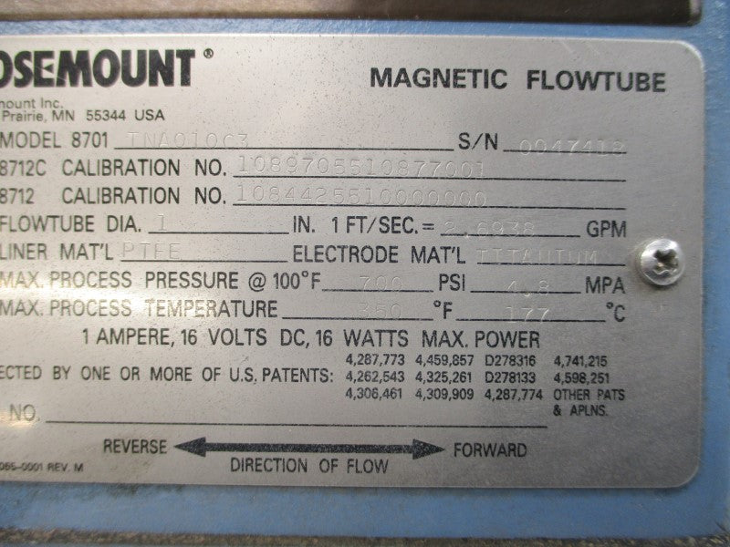 ROSEMOUNT 8701TNA010C3 16V 1A 700PSI NSNP