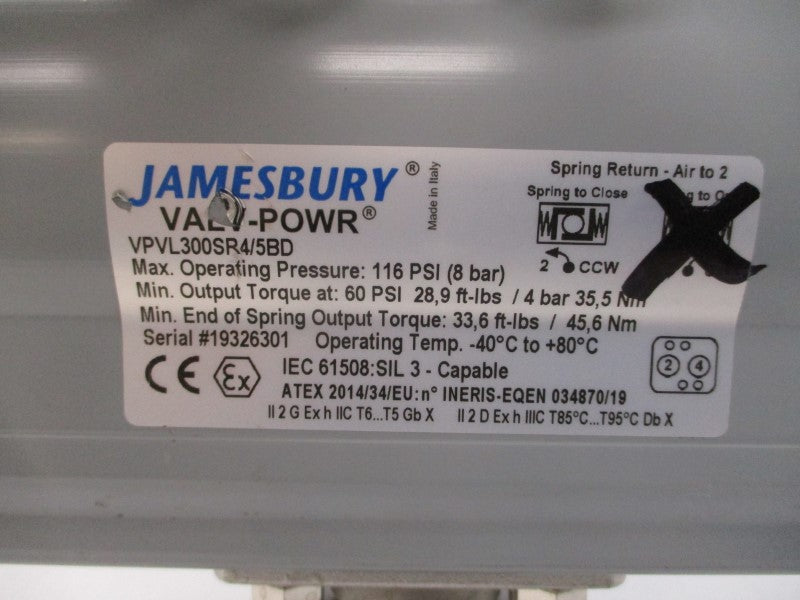 JAMESBURY VPVL300SR4/5BD 4A3600XTB2 125/250VAC 10A 2000PSI 1-1/2" NSNP