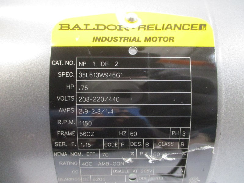 TUTHILL 2C2FV-C-A7 W/ BALDOR NP1OF2 208-220/440V 2.9-2.8/1.4A NSNP