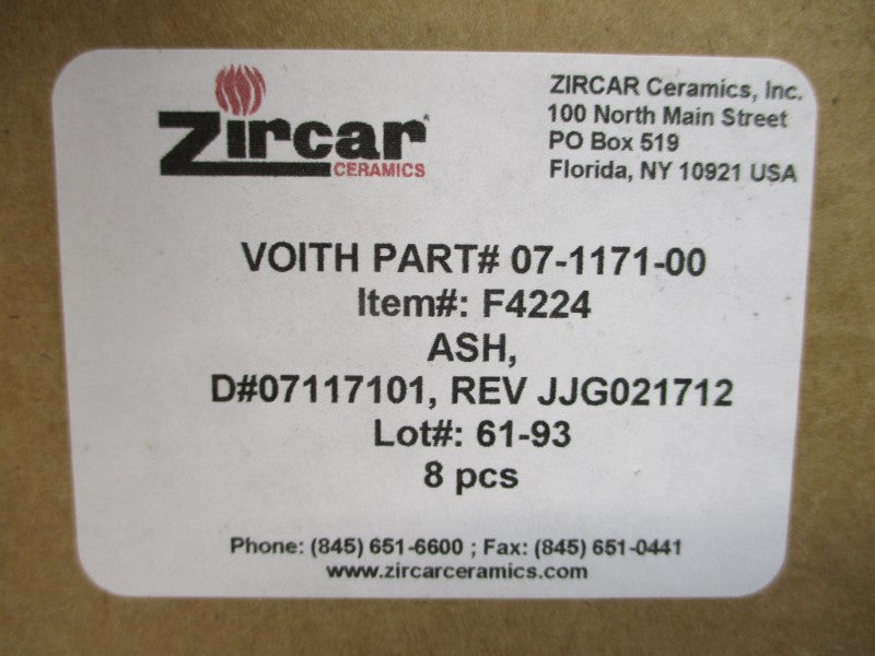 ZIRCAR CERAMICS 07-1171-00 F4224 (PKG OF 8) NSFS