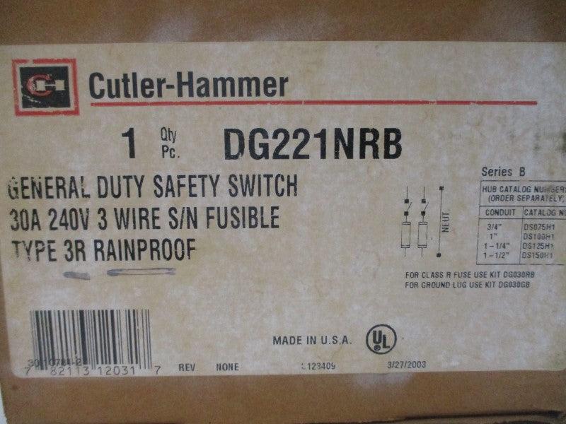 CUTLER HAMMER DG221NRB SER. B 120/240V 30A NSMP