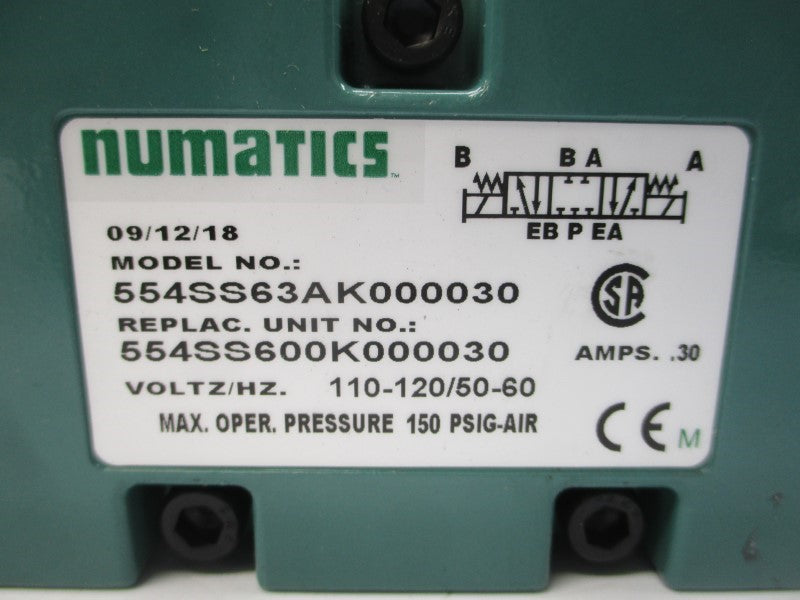 NUMATICS 554SS63AK000030 110-120V .30A 150PSI NSNP