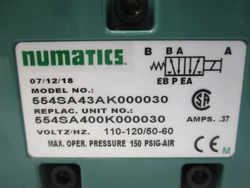 NUMATICS 554SA43AK000030 110-120V .37A 150PSI NSNP