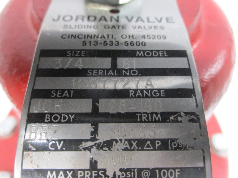 JORDAN VALVE 61 300/500PSI 3/4" NSNP