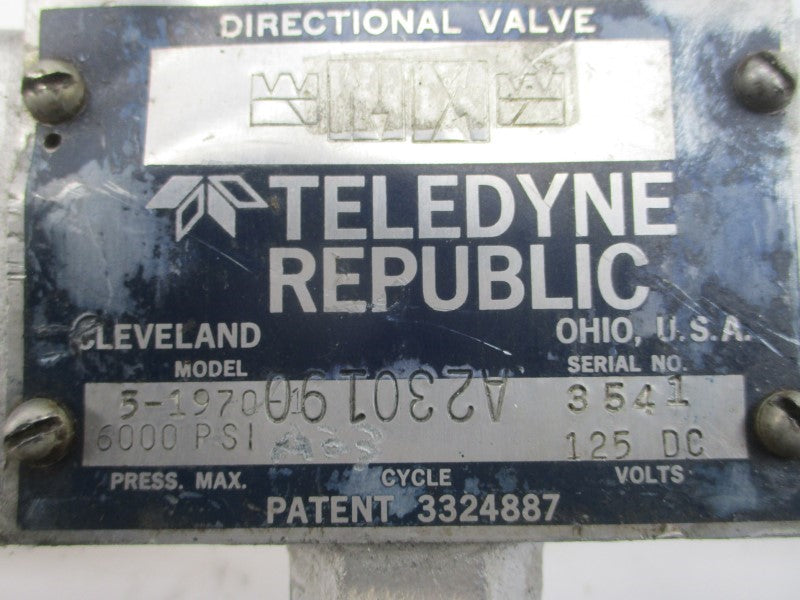 TELEDYNE REPUBLIC 5-1970-1 125VDC 6000PSI UNMP