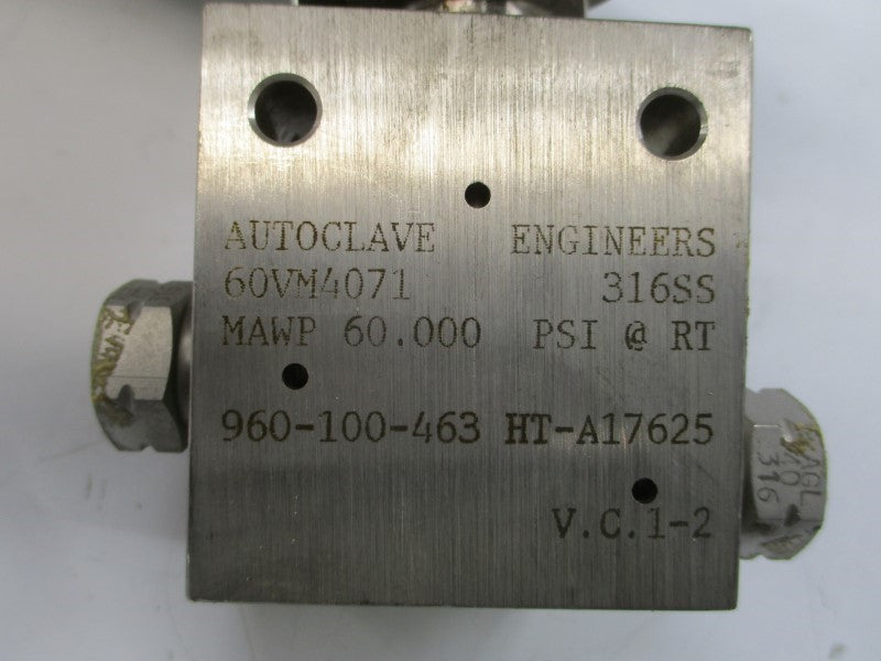 AUTOCLAVE ENGINEERS 60VM4071-CM 60,000PSI UNMP