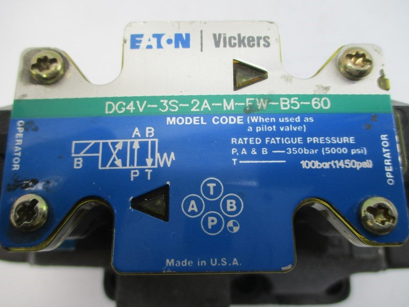 EATON VICKERS DG5S82AMFWB530 02-126461 110/120V .46/.48A 3000/5000PSI NSNP