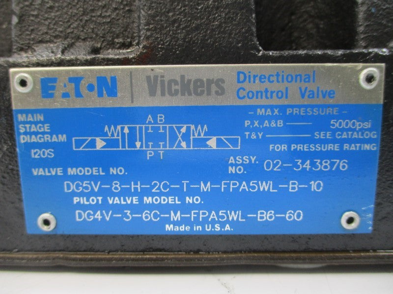 EATON VICKERS DG5V8H2CTMFPA5WLB10 02-343876 110/120V 5000PSI NSNP