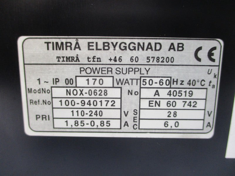 TIMRA ELBYGGNAD NOX-0628 100-940172 110-240V 1.85-0.85A NSNP