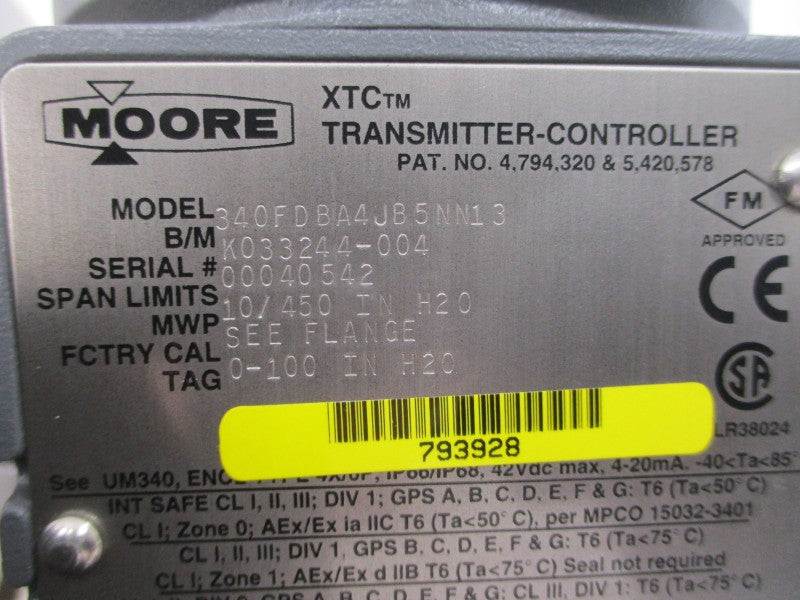 MOORE 340FDBA4JB5NN13 10/450"H2O NSNP