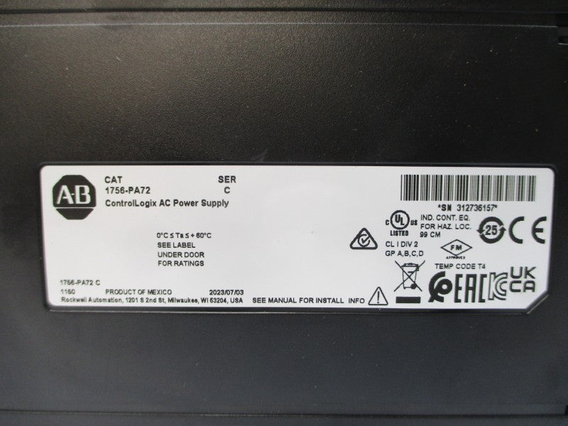 ALLEN BRADLEY 1756-PA72 SER. C NSMP