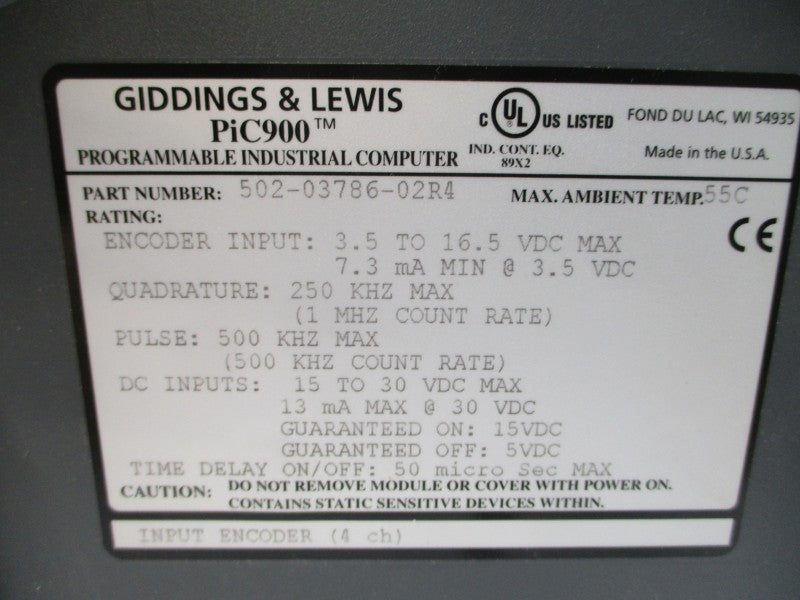 GIDDINGS & LEWIS M.1016.9264 502-03786-02R4 15-30VDC 50S NSMP