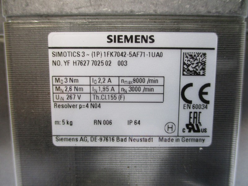 SIEMENS 1FK7042-5AF71-1UA0 267V 1.95/2.2A NSMP