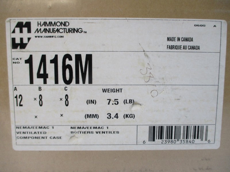 HAMMOND MANUFACTURING 1416M 12"X8"X8" NSMP