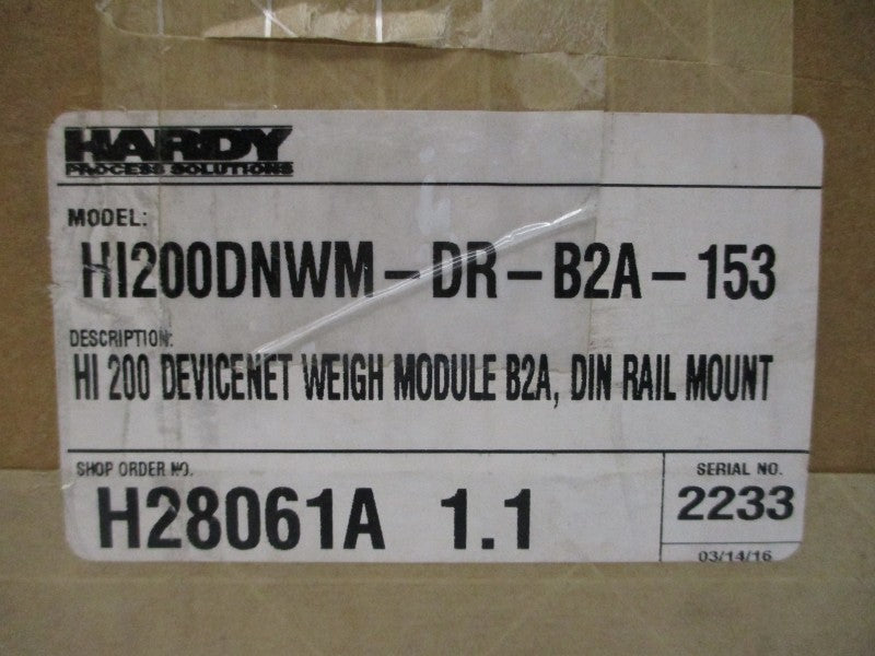 HARDY SOLUTIONS HI200DNWM-DR-B2A-153 SER. A NSMP