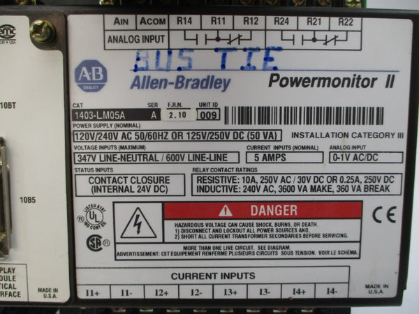 ALLEN BRADLEY 1403-LM05A SER. A F/W 2.10 120/240VAC 5A UNMP