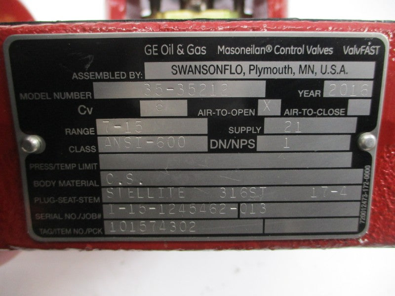 MASONEILAN CONTROL VALVES 35-35212 7-15PSI 1" NSNP