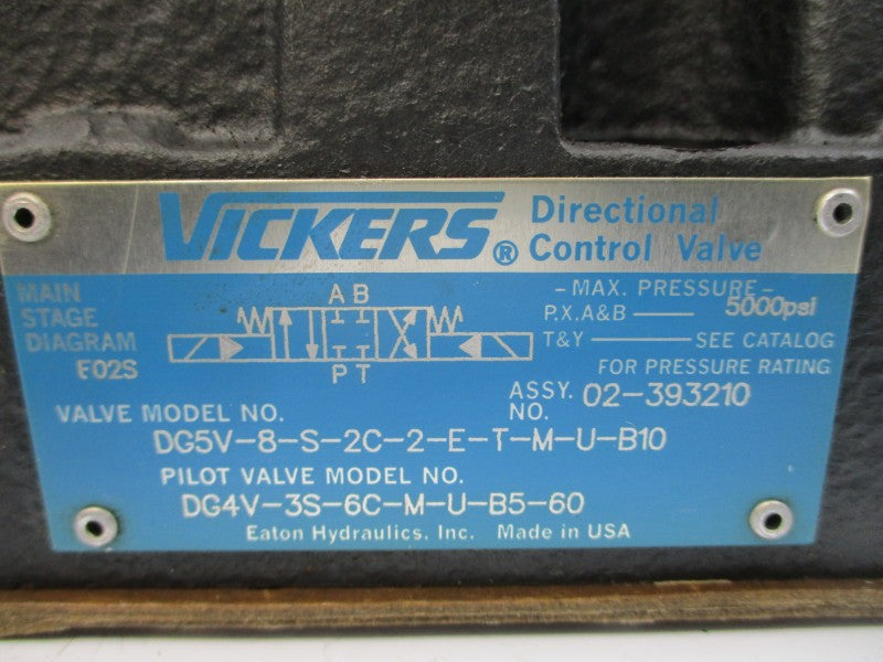 VICKERS DG5V8S2C2ETMUB10 02-393210 110/120V .46/.48A 5000PSI NSNP