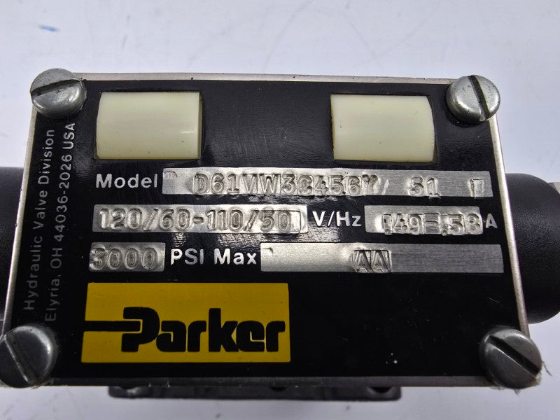 PARKER D61VW3C456Y51 110-120V .49-.58A 3000PSI UNMP
