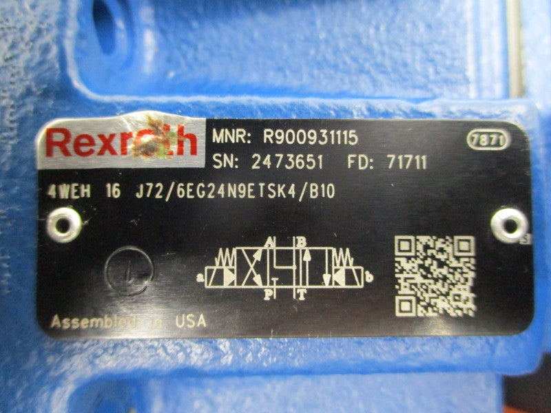 REXROTH 4WEH16J72/6EG24N9ETSK4/B10 R900931115 24VDC 1.25A UNMP