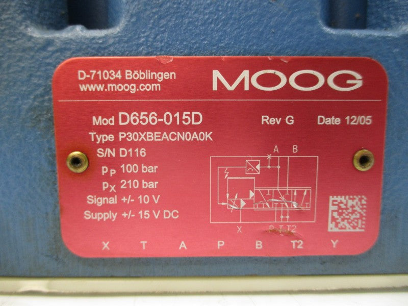 MOOG D656-015D P30XBEACN0A0K 15VDC REV. G UNMP