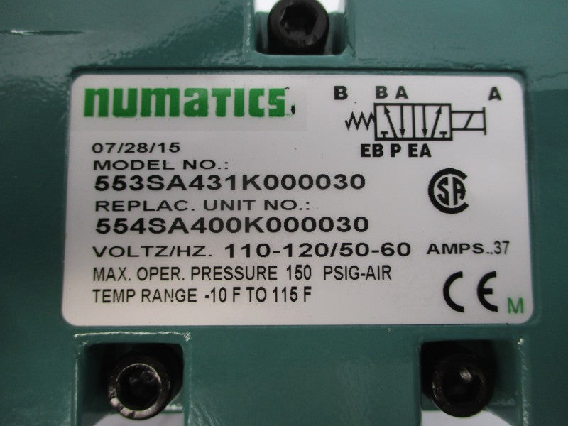 NUMATICS 553SA431K000030 110-120V .37A 150PSI NSNP