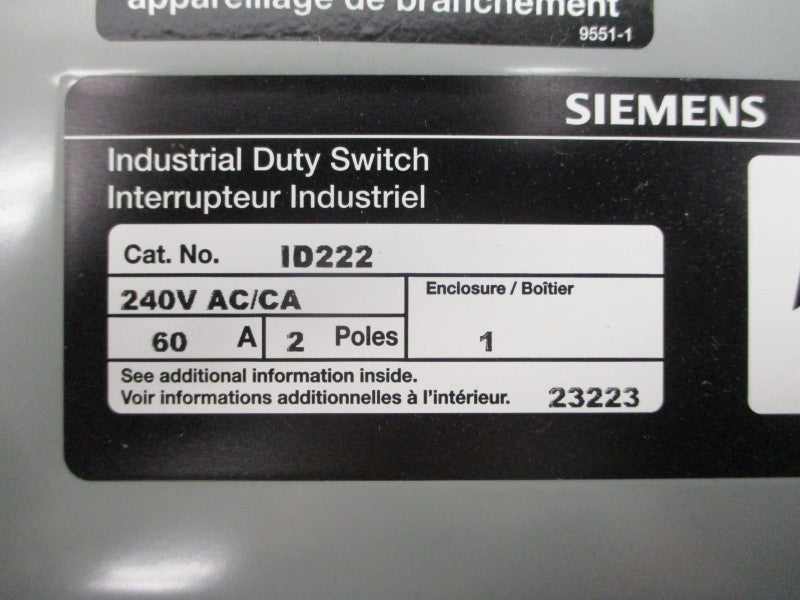 SIEMENS ID222 240VAC 60A NSMP