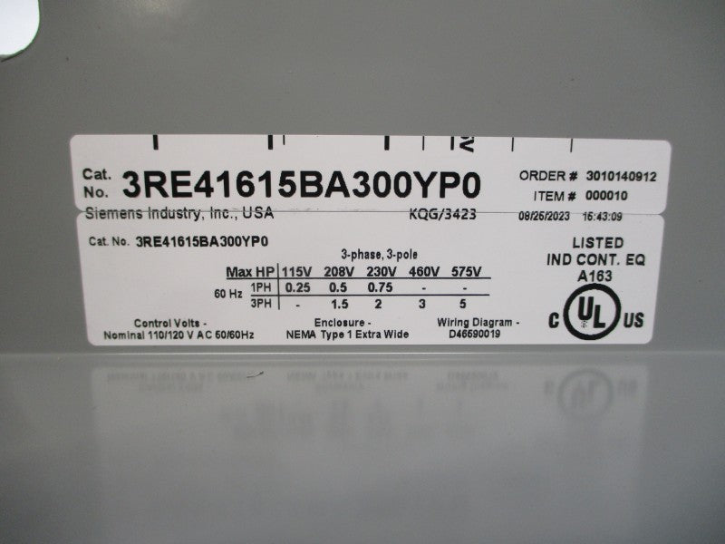 SIEMENS 3RE41615BA300YP0 110/120VAC NSMP
