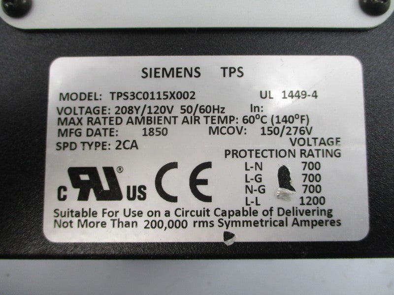 SIEMENS TPS3C0115X002 120V UNMP