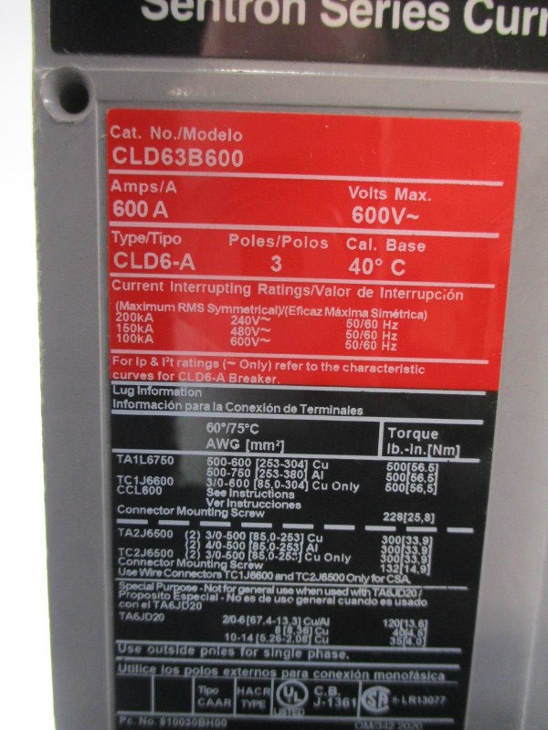 SIEMENS CLD63B600 600V 600A UNMP