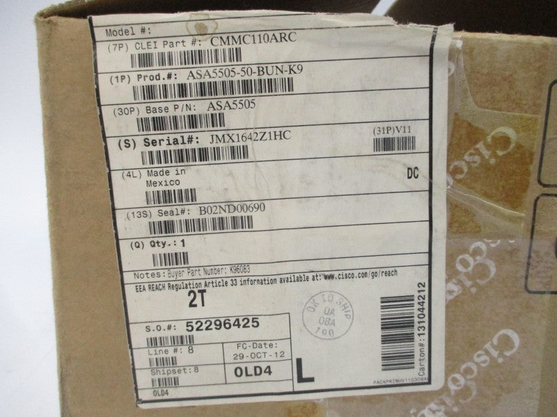 CISCO ASA5505-50-BUN-K9 CMMC110ARC CSCO+131044212 48VDC NSMP