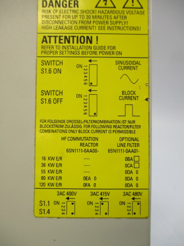 SIEMENS 6SN1145-1BA02-0CA2 480VAC UNMP