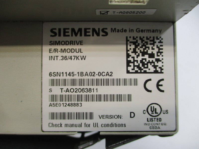 SIEMENS 6SN1145-1BA02-0CA2 480VAC UNMP