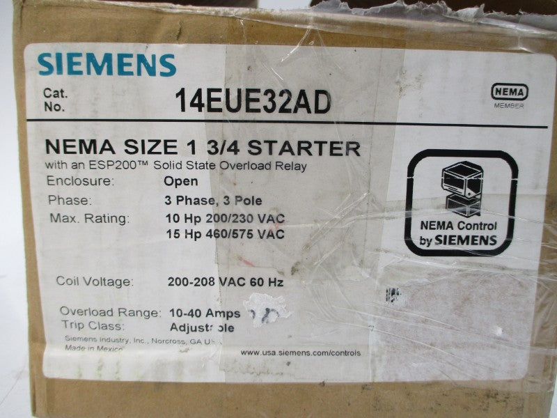 SIEMENS 14EUE32AD 200-208VAC 10-40A NSMP