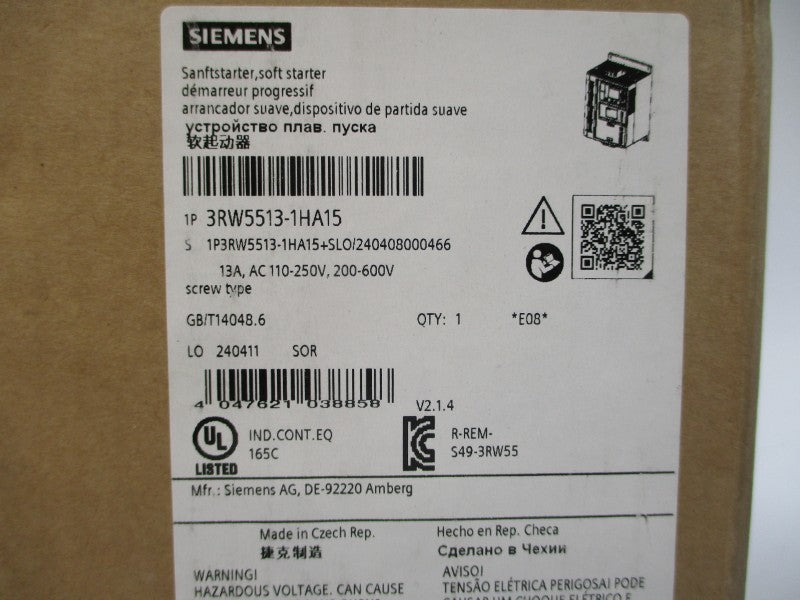 SIEMENS 3RW5513-1HA15 110-250VAC 13A NSMP