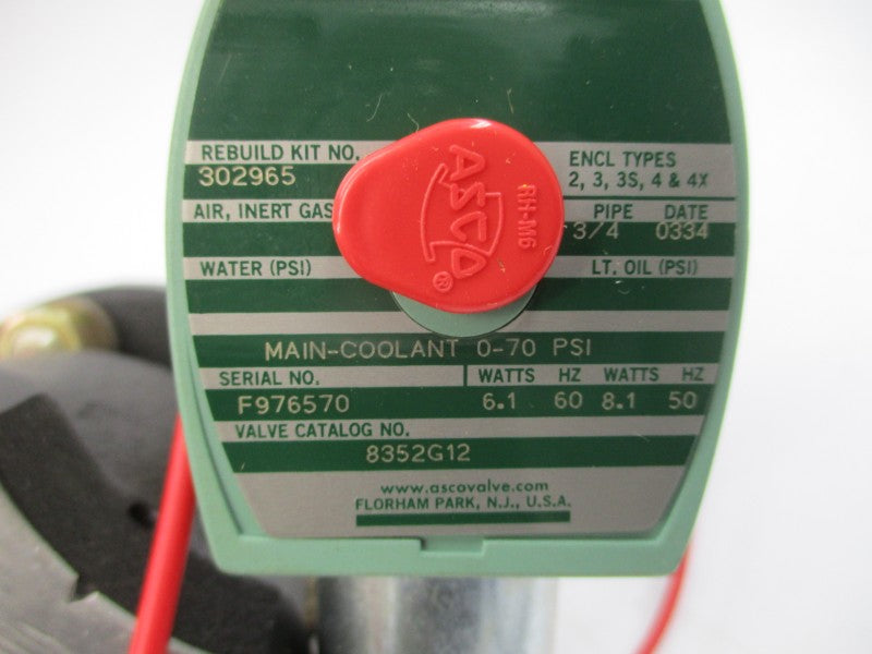 ASCO 8352G12 110/120V 0-70PSI 3/4" NSMP