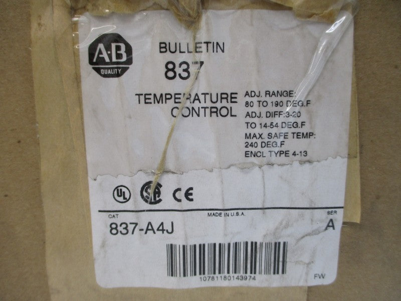 ALLEN BRADLEY 837-A4J SER. A 24-600V 80-190'F (BR/WH) NSMP
